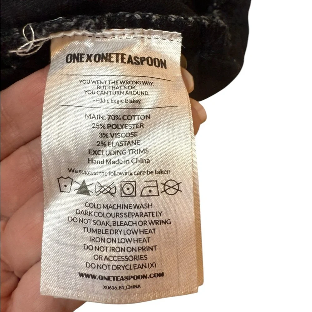 One Teaspoon Harlets Black High Rise Long Rise Fitted Twisted Cuff Hem Size 30 - Picture 6 of 9